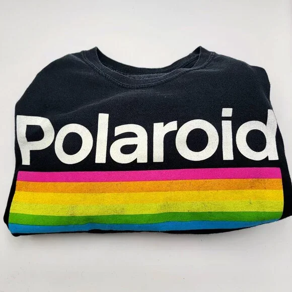 Polaroid Long Sleeve Graphic Tee With Rainbow Stripes On Back & Sleeves - 4X - Picture 6 of 16